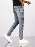 2025 Jeans Men's Small Straight Leg Denim Design Pants New Slim Fit Small Hole Long Pants High Street Classic High Quality Mens