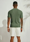 Men's Casual Tops Summer Cool Knitted Men's Shirt Short Sleeve Lapel Solid Color Hollow Breathable Men's Clothing