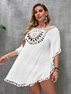 Swim Vacation Plus Size Sexy Loose Beach Dress Bikini Cover Up Swimsuit Hollow Out Casual Beachside Cover-Up Dress Beachwear