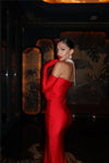 Mozision Strapless Backless Sexy Maxi Dress For Women Fashion Off-shoulder Sleeveless Floral High Split Evening Party Long Dress