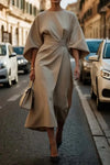 2025 Women's Clothing Fashion Black Dress Temperament Elegant Casual Waist-closing Maxi Bat Sleeve Dresses For Women Robe Femel