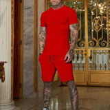 Men's T-shirt and shorts set, short-sleeved T-shirt and shorts set, two-piece set, beach sportswear