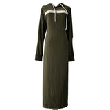 Mens Tops Muslim Middle Eastern Islamic Arabic Clothing Loose Striped Long Sleeve Drawstring Pockets Full Length Hooded Robe