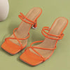 Women's Pumps Summer Womens Sandals Elegant Female Slippers Square Toe Clip-toe High Heel Slippers 2025 New Sandalias Femininas