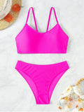 Sexy Woman Swimsuits 2025 Summer Swimwear Women's Bikinis for Female Two Pieces Beach Wear Solid Color Bikinis Set Bathing Suit