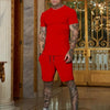 Men's T-shirt and shorts set, short-sleeved T-shirt and shorts set, two-piece set, beach sportswear
