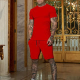 Men's T-shirt and shorts set, short-sleeved T-shirt and shorts set, two-piece set, beach sportswear