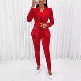 Three Piece Sets Women Pant Set Strapless Y2k Tops Full Sleeve Blazer Turn Down Collar Coats Long Pants High Waist Matching Sets
