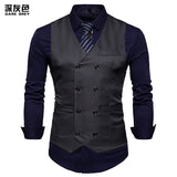 2025 Men's Formal Dress Vest Top Double Breasted Casual Tank Tops Solid Slim V-Neck Club Party Suits Vest Formal Waistcoat Men