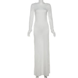 Women's Clothing 2025 Autumn New Style High-end Temperament Sexy Backless Dress Long Skirt Slim Fit Long Sleeved Dress