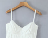 Women Dress 2025 New Fashion Summer Vintage White Lace-Panelled Cotton Dresses for Women Elegance Chic Ladies Midi Dress