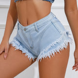 4013 # Sexy New High Waist Elastic Plus Size Cake Skirt Trousers Casual Denim Shorts Women's Jeans