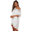 Plus Size Beachwear for Women Summer Outwear Knitted V Neck Bikinis Cover Up Yellow Tunic Pareo Swimsuit Coverd Large Dress XXL