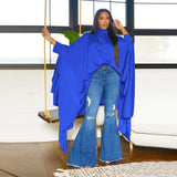 SOMO Plus Size Women Clothes Pleated Long Cape Shirt Bat Full Sleeve Irregularity Blouse Top One Size Loose Dropshipping 2023