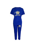 Plus Size Europe and America New Summer  Women's Printed Comfortable Casual Set