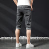 Mens Short Jeans Summer New Bermuda Casual Stretch Blue Knee Length Cropped Pants Slim Male Denim Shorts