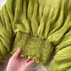 Women Blouse Sexy Deep V Neck Tops Full Puff Sleeve Tight Waist Top Shirts Slim Fit Blouses Elegant Splice Pleated Shirt