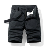 Summer thin multi pocket pure cotton workwear shorts men's oversized loose straight leg five point casual over knee beach shorts