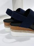 Women's Shoes 2025 Hot Sale Elastic Band Women's Sandals Summer Open Toe Solid Color Wedge Beach Shoes Ladies Platform Sandals