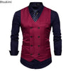 2025 Men's Formal Dress Vest Top Double Breasted Casual Tank Tops Solid Slim V-Neck Club Party Suits Vest Formal Waistcoat Men