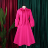 Elegant Dresses for Women Bow Collar Full Sleeve High Waisted Pleated Mid Calf Luxury Birthday Party Dinner Vestidos Mujer Dress