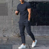 Mens Suit Summer Two-piece Suit Short-sleeved T-shirt Casual Fashion Trousers Sets for Men