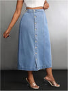 ZMTUO Women's Plus Size Denim Long Skirt Is Decorated with American Retro Casual Style Long Skirt