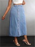 ZMTUO Women's Plus Size Denim Long Skirt Is Decorated with American Retro Casual Style Long Skirt