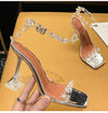 Star style Summer Transparent Women Sandals Fashion Crystal Clear heeled Female Party Prom Shoes High heels Gladiator Sandals