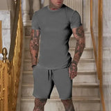 Men's T-shirt and shorts set, short-sleeved T-shirt and shorts set, two-piece set, beach sportswear