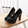 High Heels Shoes Women White Wedding Shoes Thick 10 CM Heels Fashion Party Pumps Footwear Black Red Round Zapatos De Mujer