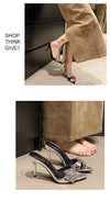 Designer Summer Pointed Toe High Heel Crystal Slippers for Women Fashion Slip-On Sexy Stripper Thin Heel Dress Slides