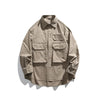 Men Oversize Loose Casual Long Sleeve Outdoor Cargo Shirts Cityboy Streetwear Fashion Plus Size Washed Cotton Shirt Blouse