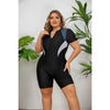 Plus Size One-piece Swimming Suit Zip-up Sports Swimsuit Bathing Suit Women Dive Skin Shorts Bathing Suit for Lady
