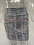 Sets for Women 2 Pieces 2024 Spring Plaid Print Notched Neck Long Sleeve Blazer & Elegant High Waist Mini Skirt Set Office Lady