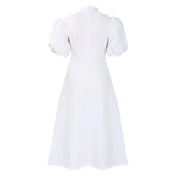 Elegant Party Dresses for Woman 2024 Luxury Bow Collar Short Sleeve High Waisted A Line Pleated Ankle Length Birthday Party Robe