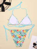Women's Swimwear 2022 Push Up Bikini Two Pieces Swimsuits Halter Bandage Bathing Suits Sexy Thong Bikini Sets Summer Beach Wear