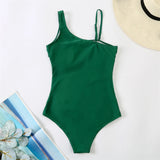 Plus Size Swimsuits Women One Shoulder Slim Swimwear For Women Mesh Solid Black Red Blue Push Up Padded Bathing Suits M-3xl 4xl