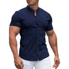 Men's  Casual Shirt Slim Fit Micro-elastic Long Sleeve Comfortable Versatile Stand Collar Tops Camisas  Men Dress Shirt