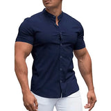 Men's  Casual Shirt Slim Fit Micro-elastic Long Sleeve Comfortable Versatile Stand Collar Tops Camisas  Men Dress Shirt