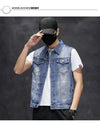 Brand New Men's Ripped Denim Vests Hip Hop Streetwear Fashion Sleeveless Cotton Jacket High Quality Man Casual Cowboy Waistcoat
