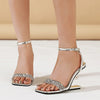 Eilyken Street Style Crystal Diamond Square Toe Womens Sandals Fashion Buckle Strap Strange Heels Summer Shoes