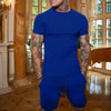Men's T-shirt and shorts set, short-sleeved T-shirt and shorts set, two-piece set, beach sportswear