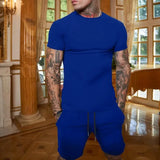 Men's T-shirt and shorts set, short-sleeved T-shirt and shorts set, two-piece set, beach sportswear