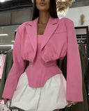 European and American women's clothing 2025 autumn new fashion short style small suit jacket irregular vest two-piece set