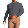 Men's  Casual Shirt Slim Fit Micro-elastic Long Sleeve Comfortable Versatile Stand Collar Tops Camisas  Men Dress Shirt