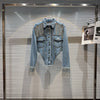 Chic Rhinestoness Tassels Beaded Denim Coat Bareback Diamonds Fringed Jeans Jacket Crystal Cardigan Streetwear Jaquetas