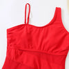 Plus Size Swimsuits Women One Shoulder Slim Swimwear For Women Mesh Solid Black Red Blue Push Up Padded Bathing Suits M-3xl 4xl