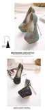 Sexy Platform Shallow Shoes Woman Pumps Round Head Bling Sequins Slip-On Ultra Thin High Heels Party Wedding Shoe Zapatos