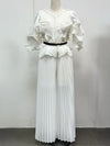 Plus Size 2 Piece Sets Woman Outfit Luxury Elegant Pleated Tops And Skirts For Women Casual Clothing Female African Prom Party